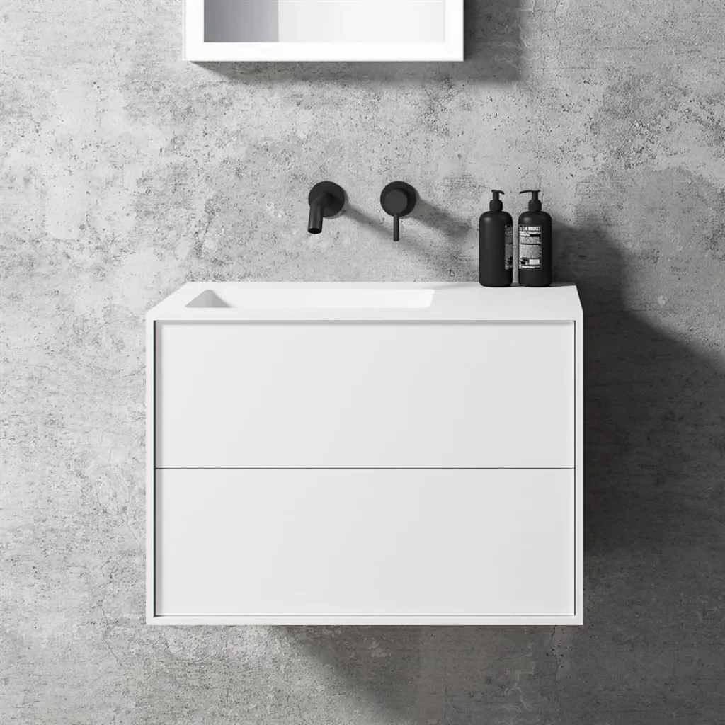 Compact 2 Waterproof 70X40L - Laundry cabinet, Matte White SolidTec®