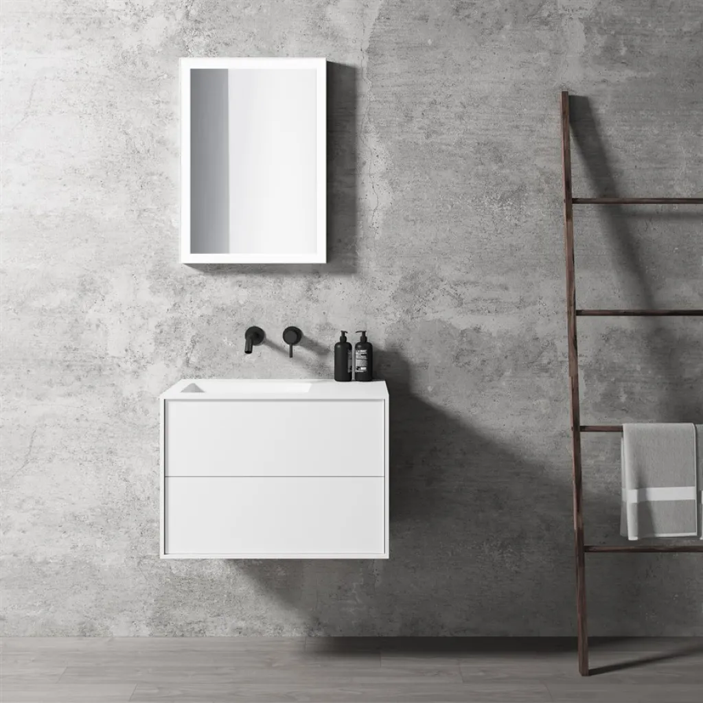 Compact 2 Waterproof 70X40L - Laundry cabinet, Matte White SolidTec®