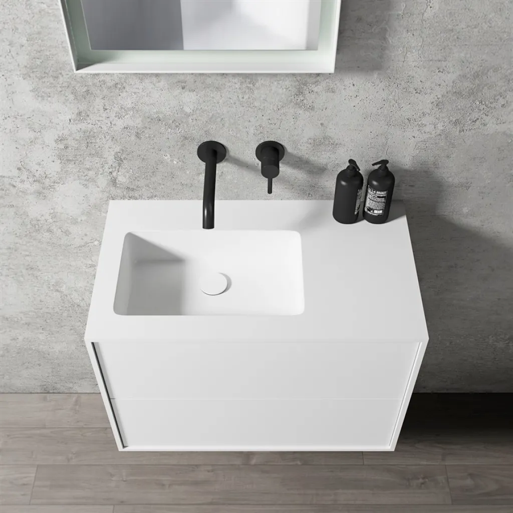 Compact 2 Waterproof 70X40L - Laundry cabinet, Matte White SolidTec®