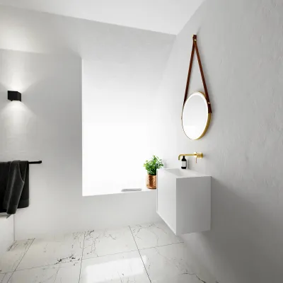 Compact 2 Waterproof 50X35 - Laundry cabinet, Matte White SolidTec®
