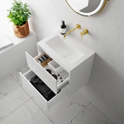 Compact 2 Waterproof 50X35 - Laundry cabinet, Matte White SolidTec®