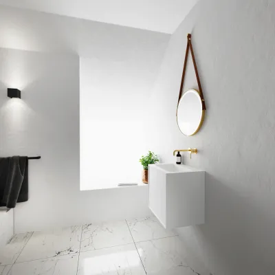 Compact 2 Waterproof 50X40 - Laundry cabinet, Matte White SolidTec®