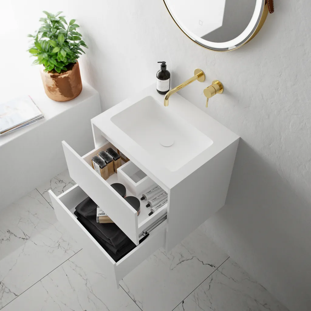 Compact 2 Waterproof 50X40 - Laundry cabinet, Matte White SolidTec®
