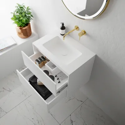 Compact 2 Waterproof 60x40 - Laundry cabinet, Matte White SolidTec®