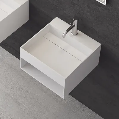 Boxo 45L - 45x40 Washbasin with storage, Matt White SolidTec®