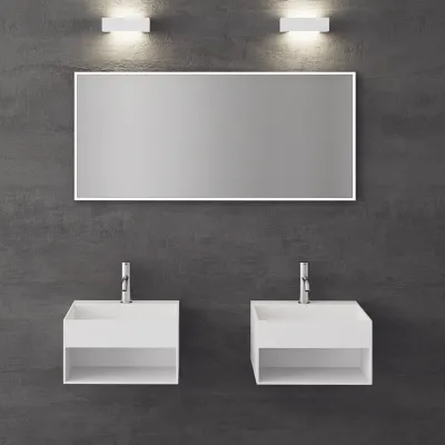 Boxo 45L - 45x40 Washbasin with storage, Matt White SolidTec®