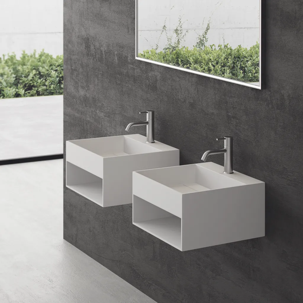 Boxo 45L - 45x40 Washbasin with storage, Matt White SolidTec®
