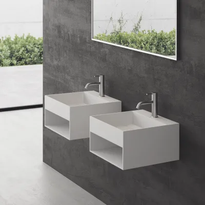Boxo 45L - 45x40 Washbasin with storage, Matt White SolidTec®