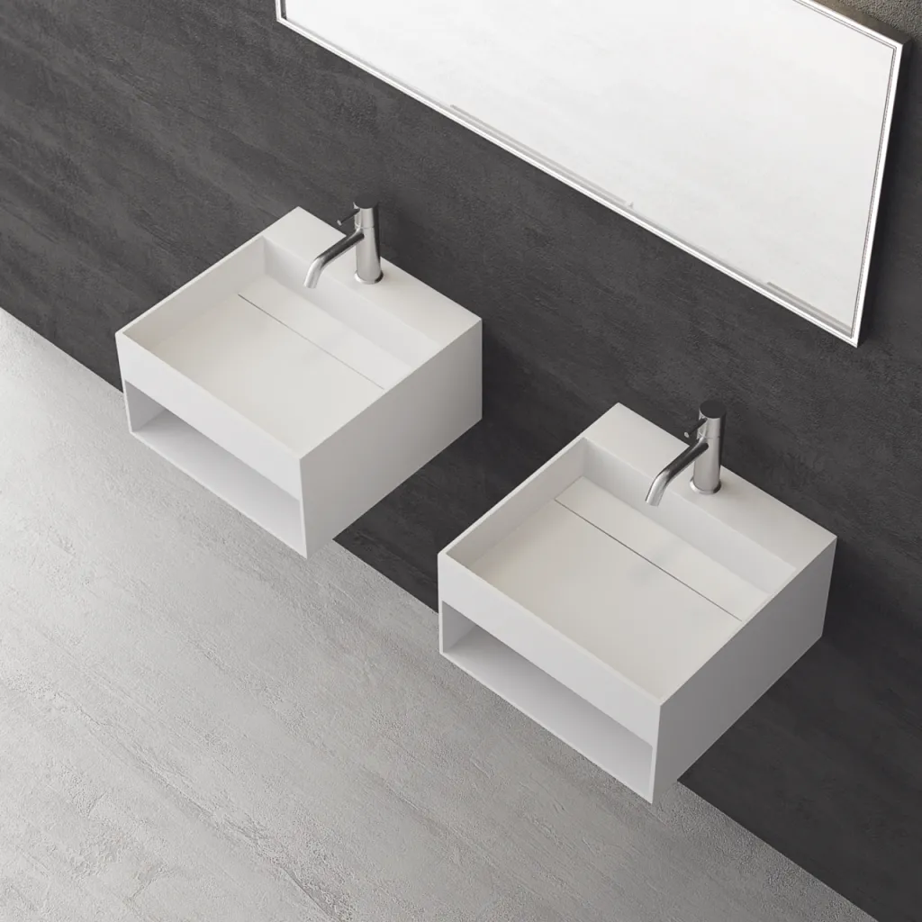 Boxo 45L - 45x40 Washbasin with storage, Matt White SolidTec®
