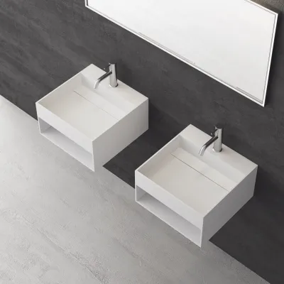 Boxo 45L - 45x40 Washbasin with storage, Matt White SolidTec®