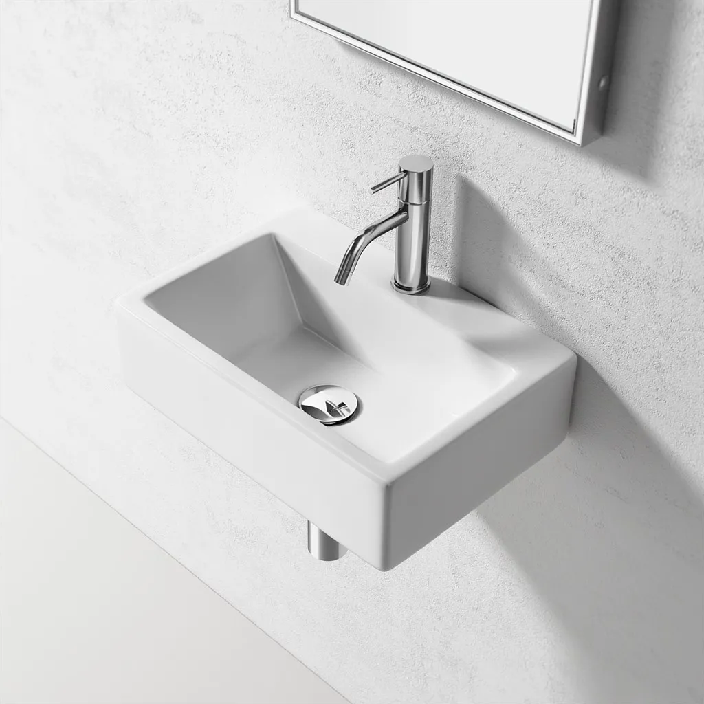 ArkiLife Square Code 430 - 43x30 cm, White porcelain sink