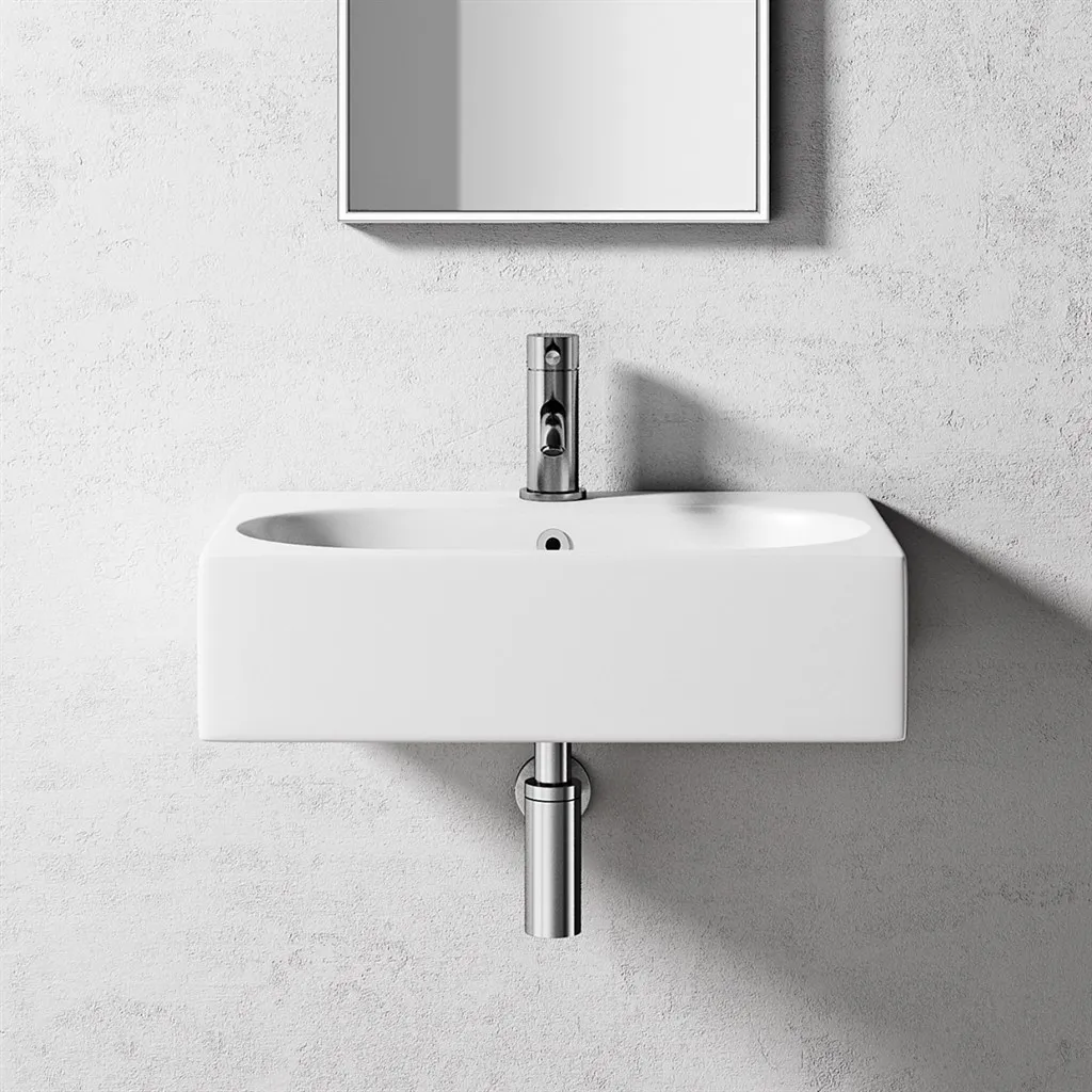 Squadro Code 590 - 59x40 cm, White porcelain sink