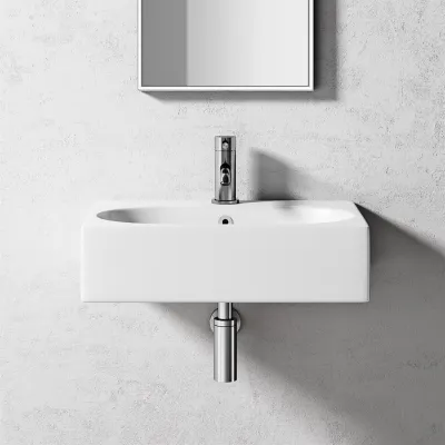 Squadro Code 590 - 59x40 cm, White porcelain sink