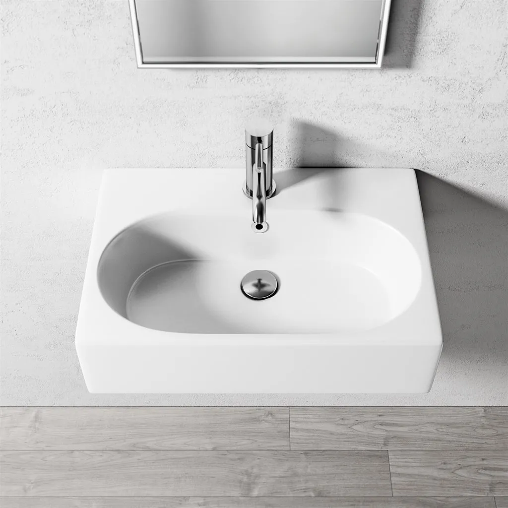Squadro Code 590 - 59x40 cm, White porcelain sink