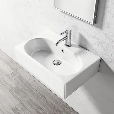 Squadro Code 590 - 59x40 cm, White porcelain sink