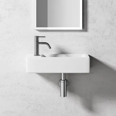 Square Code 500 - 50x25 cm, White porcelain sink