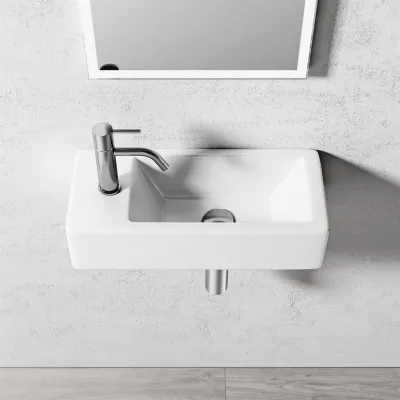 Square Code 500 - 50x25 cm, White porcelain sink