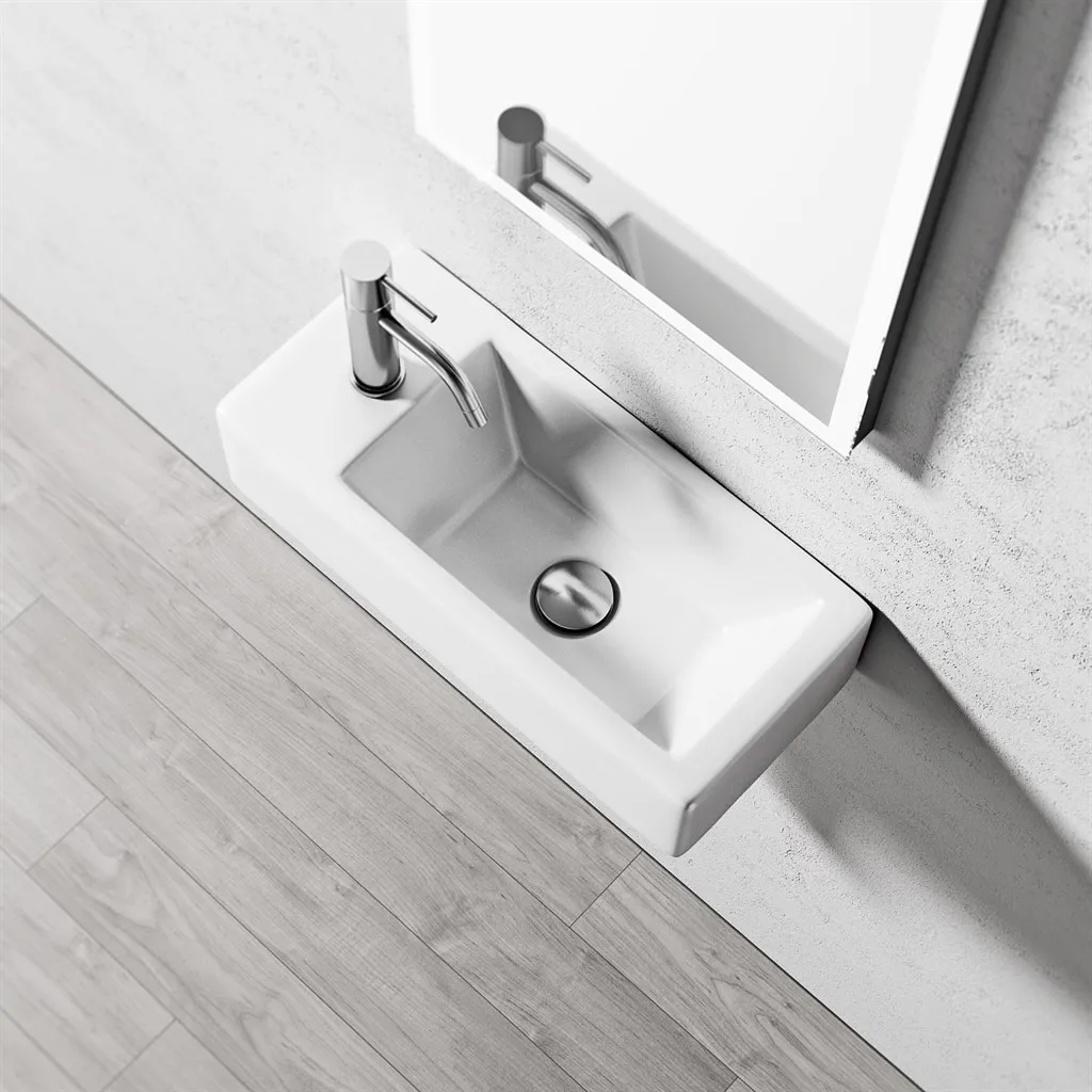 Square Code 500 - 50x25 cm, White porcelain sink