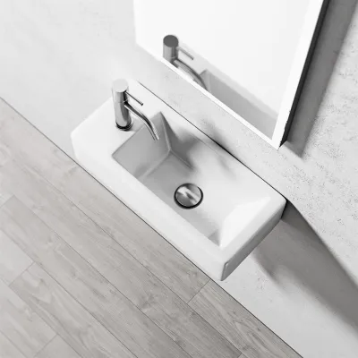 Square Code 500 - 50x25 cm, White porcelain sink
