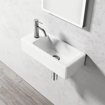 Square Code 500 - 50x25 cm, White porcelain sink
