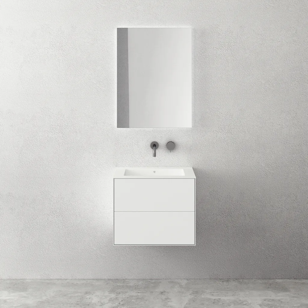 Copenhagen Chic 60 - Cabinet with 2 drawers, sink & body in Glacier White Corian®, Matt white