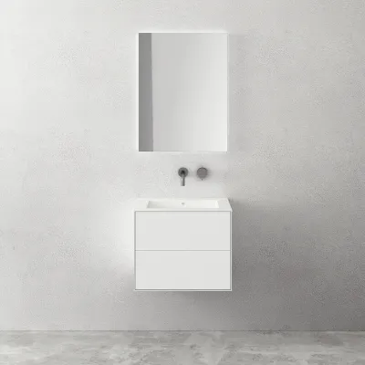 Copenhagen Chic 60 - Cabinet with 2 drawers, sink & body in Glacier White Corian®, Matt white