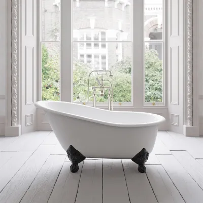 The Joyus 146 - Black & White, Enameled Cast Iron Bathtub