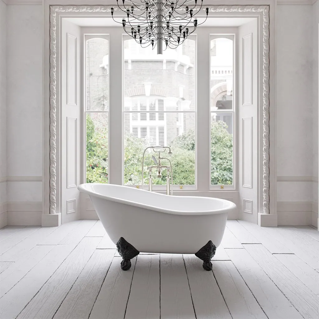 The Joyus 146 - Black & White, Enameled Cast Iron Bathtub