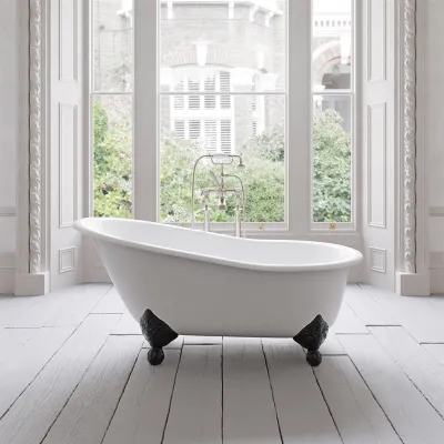 The Joyus 156 - Black & White, Enameled Cast Iron Tub