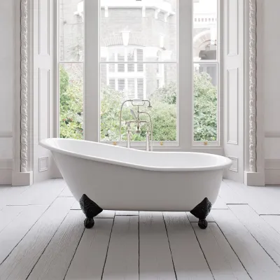 The Joyus 170 - Black & White, Enameled Cast Iron Bathtub