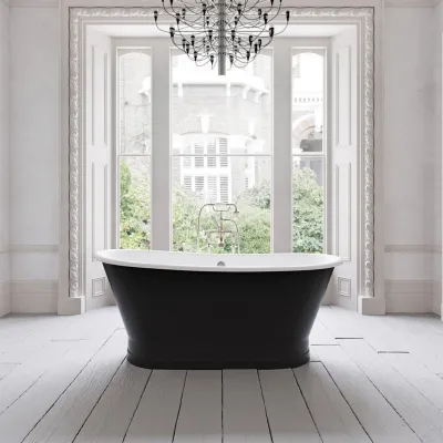 The York 170 - Black & White, Enameled Cast Iron Bathtub
