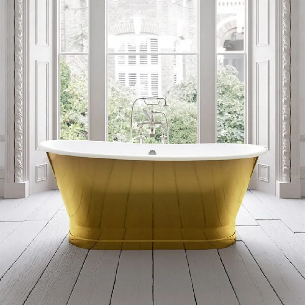 The Esqusit 170 - Cast iron bathtub, White / Brass Natural