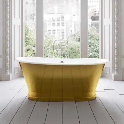 The Esqusit 170 - Cast iron bathtub, White / Brass Natural