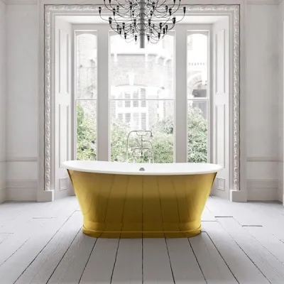The Esqusit 170 - Cast iron bathtub, White / Brass Natural