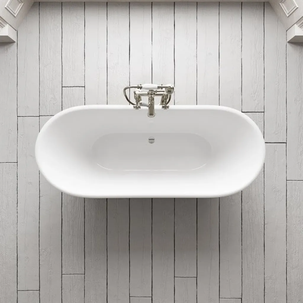 The Esqusit 170 - Cast iron bathtub, White / Brass Natural