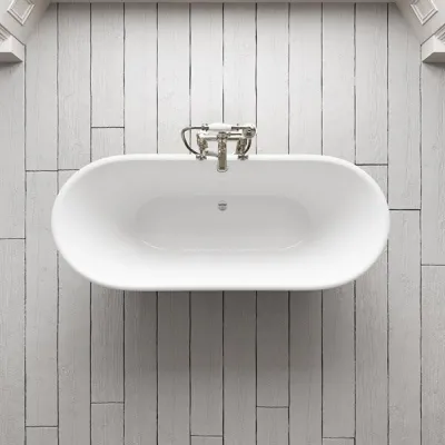 The Esqusit 170 - Cast iron bathtub, White / Brass Natural