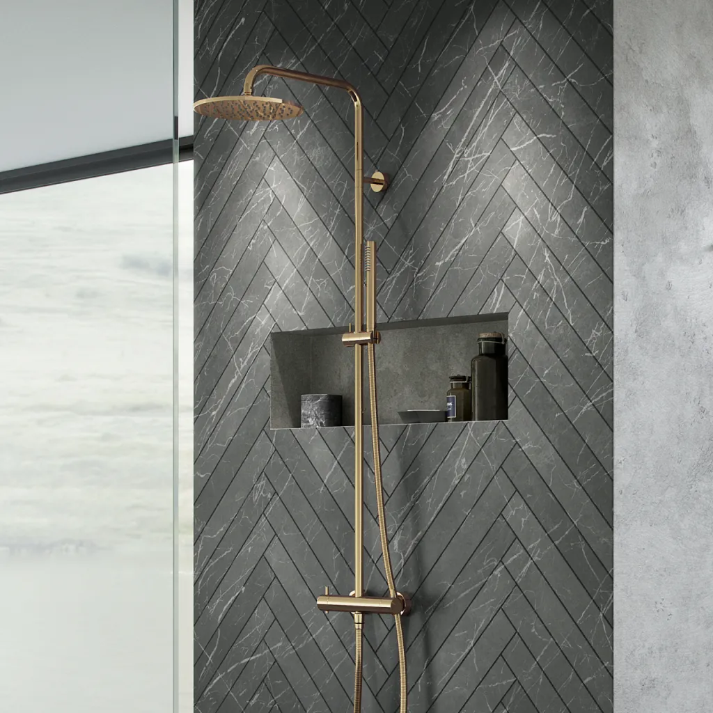 Semplice Rain DeLuxe SRL02 - SmartTerm Ø25 EasyClean, Polished Brass Natural