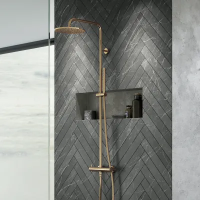 Semplice Rain DeLuxe SRL02 - SmartTerm Ø25 EasyClean, Polished Brass Natural