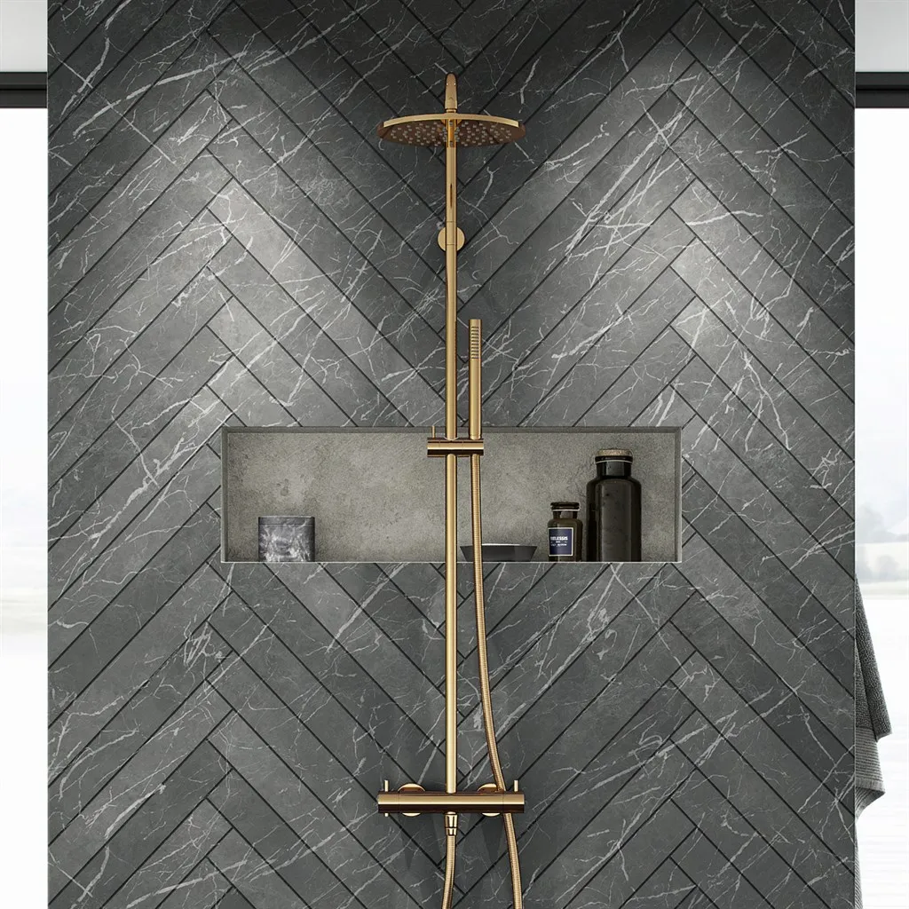 Semplice Rain DeLuxe SRL02 - SmartTerm Ø25 EasyClean, Polished Brass Natural