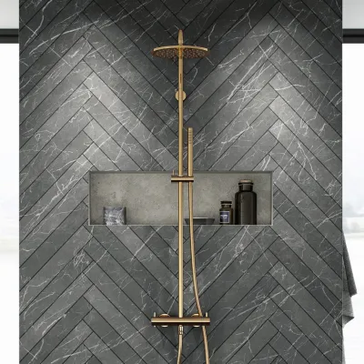 Semplice Rain DeLuxe SRL02 - SmartTerm Ø25 EasyClean, Polished Brass Natural
