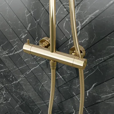 Semplice Rain DeLuxe SRL02 - SmartTerm Ø25 EasyClean, Polished Brass Natural