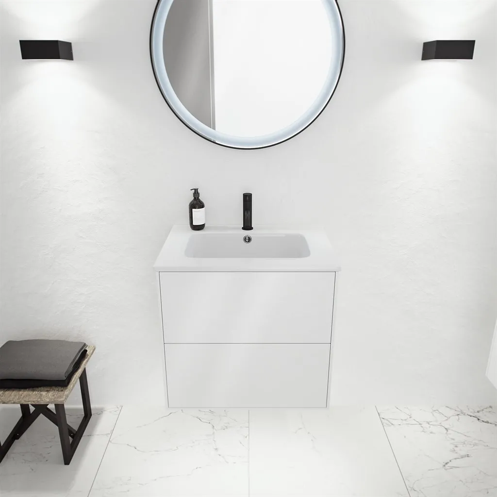 ArkiLife Cobus ACC60 - 60.5x46.5, Slim-Frame furniture, High Gloss White w/Sanistone sink