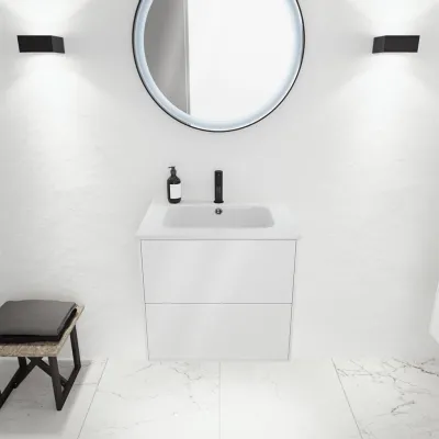 ArkiLife Cobus ACC60 - 60.5x46.5, Slim-Frame furniture, High Gloss White w/Sanistone sink