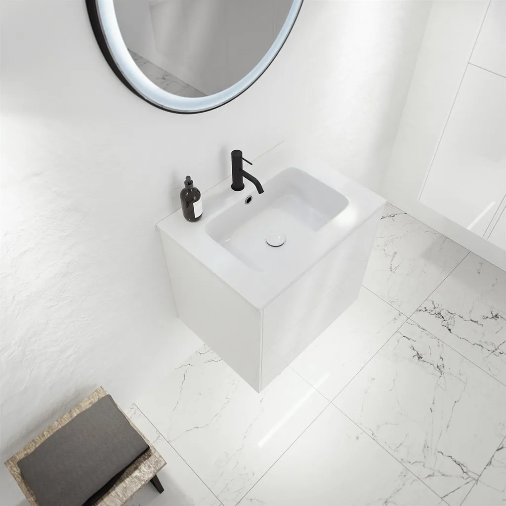 ArkiLife Cobus ACC60 - 60.5x46.5, Slim-Frame furniture, High Gloss White w/Sanistone sink