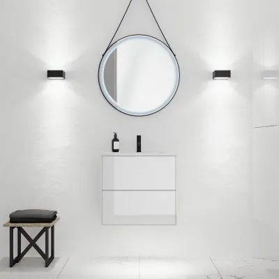 ArkiLife Cobus ACC60 - 60.5x46.5, Slim-Frame furniture, High Gloss White w/Sanistone sink