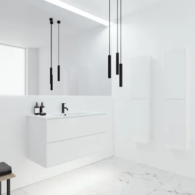ArkiLife Cobus ACC100 - 100.5x46.5, Slim-Frame furniture, High Gloss White w/Sanistone sink
