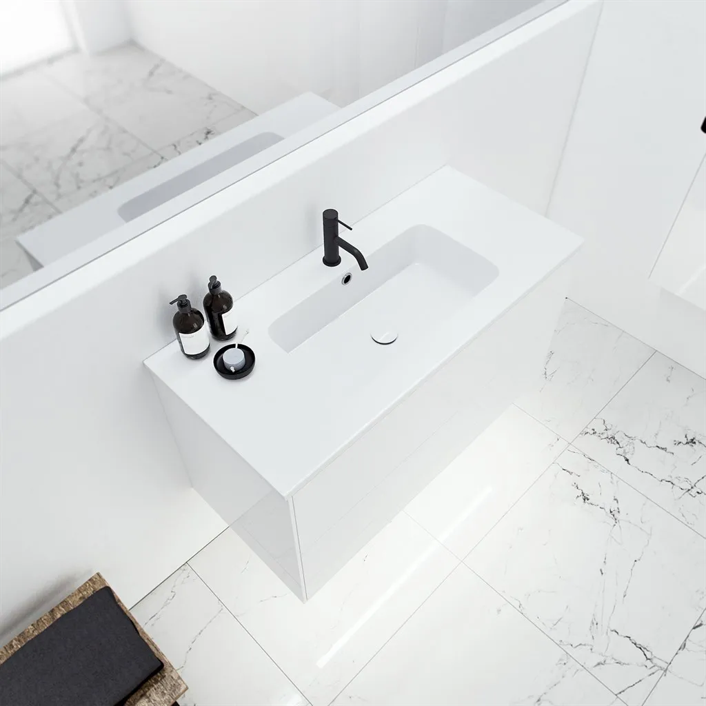 ArkiLife Cobus ACC100 - 100.5x46.5, Slim-Frame furniture, High Gloss White w/Sanistone sink