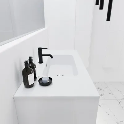 ArkiLife Cobus ACC100 - 100.5x46.5, Slim-Frame furniture, High Gloss White w/Sanistone sink