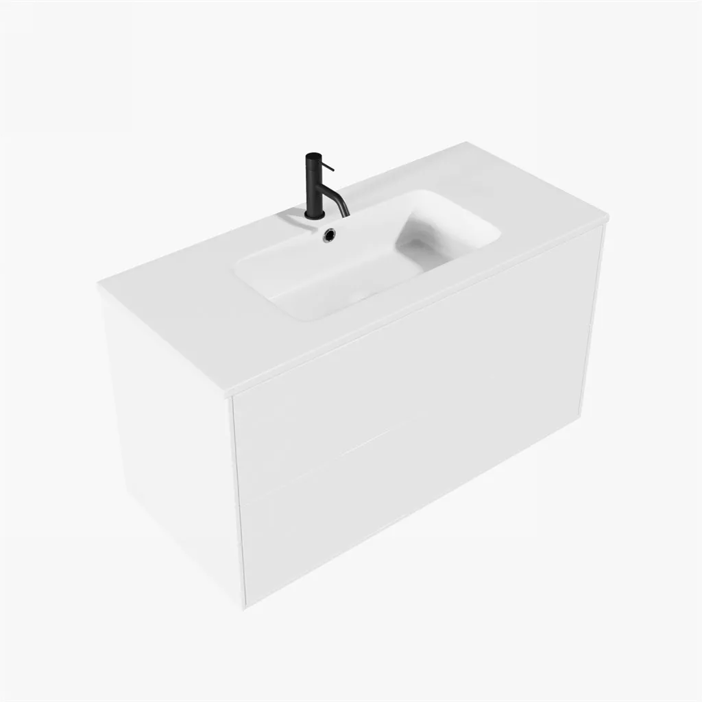 ArkiLife Cobus ACC100 - 100.5x46.5, Slim-Frame furniture, High Gloss White w/Sanistone sink