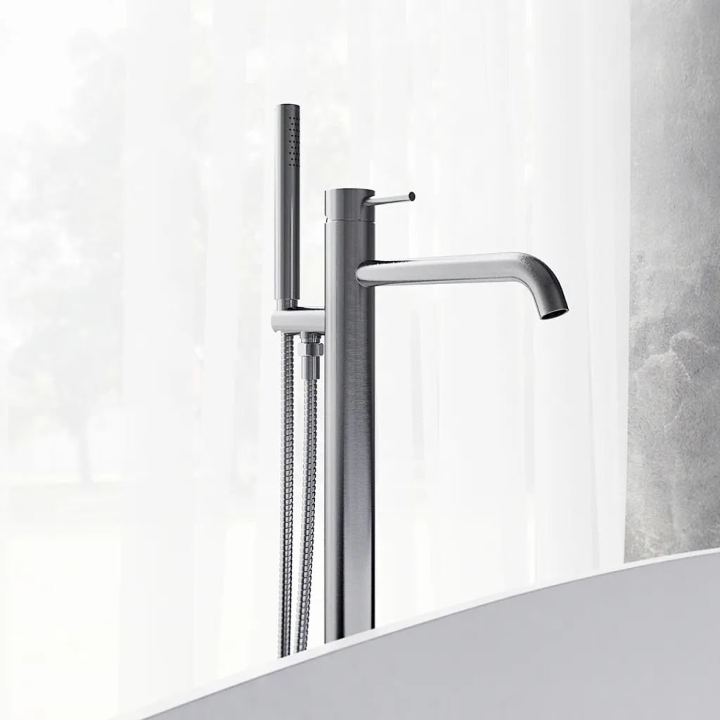Classwell C07 - Freestanding Bath Armature, Brushed Stainless Steel